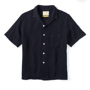 Portuguese Flannel Navy Waffle Knit Shirt